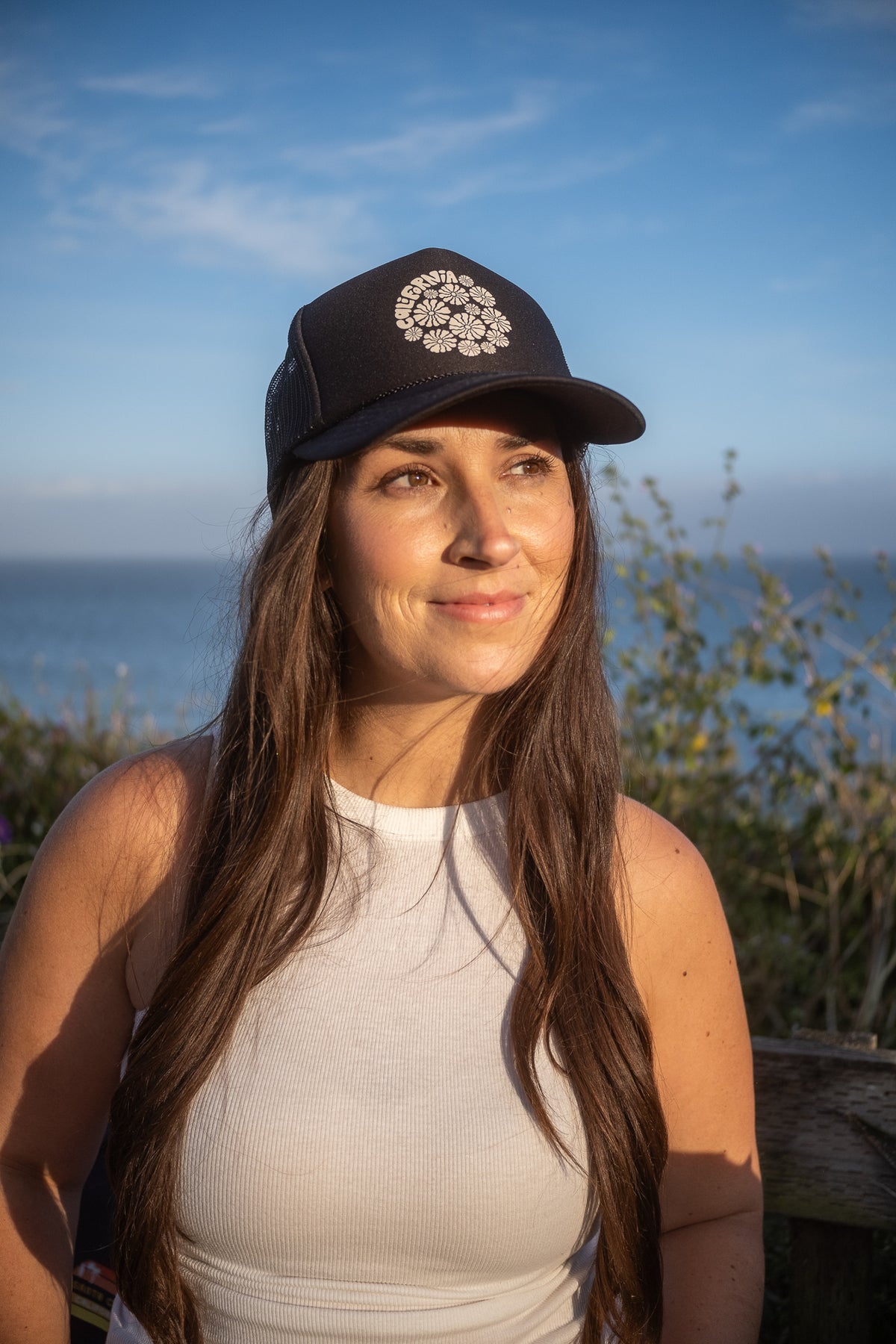 Ca Black Floral Trucker